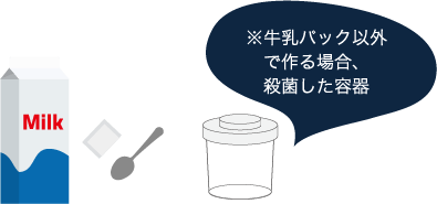 ※牛乳パック以外 　で作る場合、 　殺菌した容器